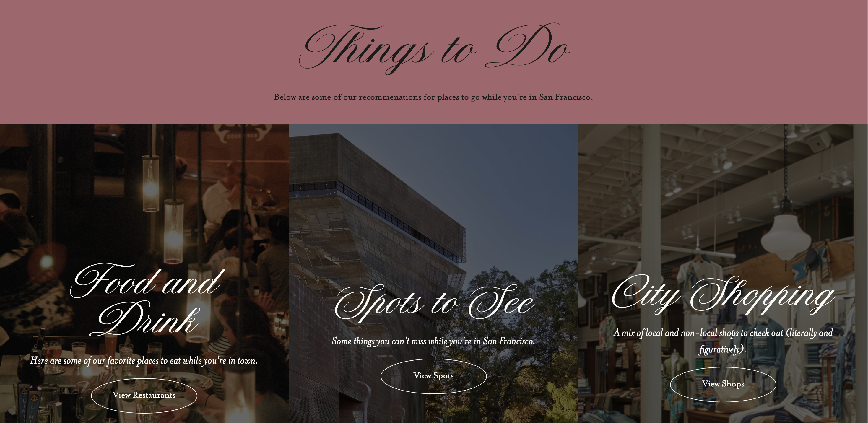 Page from website